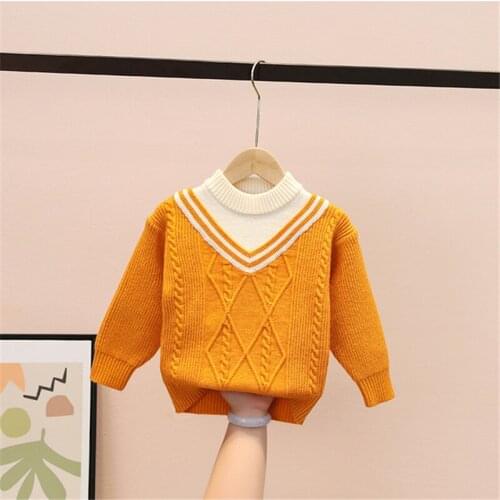 Kids Sweaters Spring Winter Baby Boys Girls Warm Knitted Bottoming Thicken Teenag Childrens Clothes School High Quality