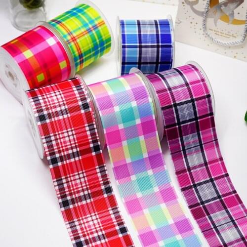 DIY Cartoon Stripes And Grids Printed Grosgrain Ribbon For Craft Supplies Sewing Accessories 5 Yards. 15194