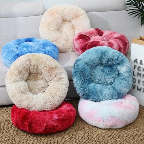 Long Plush Donuts Dog Beds Calming Bed Dog Bed Pet Kennel Super Soft Fluffy Comfortable For All Dog / Cat House For High-quality