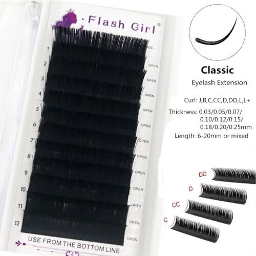 Flash Girl Individual Thick Eyelashes Faux Mink Eyelashes 0.20C Classic Russian Volume Makeup Lash Manufacturers