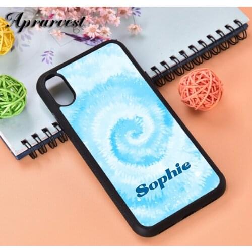 Aprarvest Personalised Pastel Blue Tie Dye Silicone Rubber Phone Case Cover For iPhone 6 6S 7 8 PLUS X XS XR 11 12 MINI PRO MAX