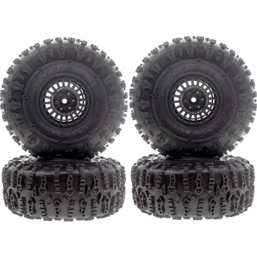 4PCS 2.2 Inch Beadlock Wheel Rims & Rubber Tire for 1/10 RC Rock Crawler Axial SCX10 RR10 AX10 Wraith 90048 90018 KM2