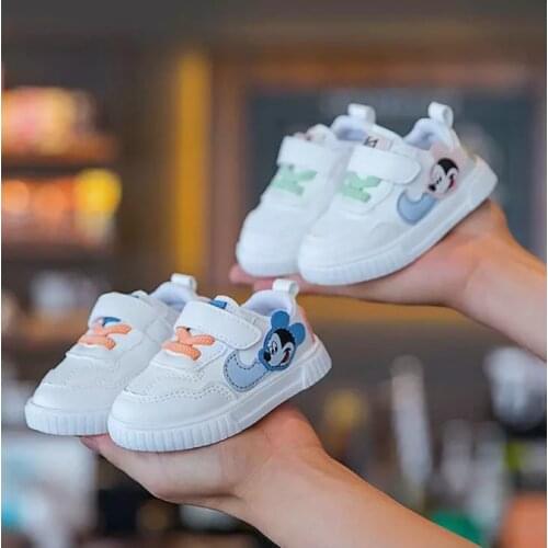 Mickey Baby Shoes Girls Boys Sports Shoes For Children Girls Baby Leather Flats Kids Sneakers Fashion Casual Infant Soft Shoes