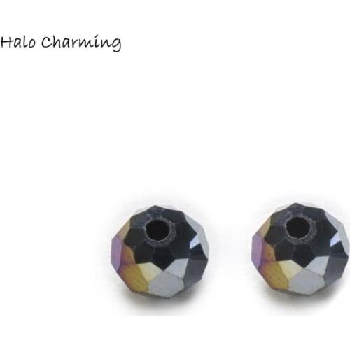 50pcs Plating AB Round Faceted Crystal Glass Loose Spacer Beads Jewelry Sewing Handmade Shoes Bags Clothing Headwear 4-8mm