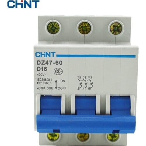 CHINT 3P 16A Miniature Circuit Breaker MCB DZ47-60 3P D16 Air Switch