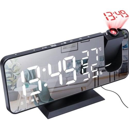 Multifunctional Alarm Clock Led Digital Projection Alarm Clock With Temperature Humidity Mirror Projection Clock Fm Radio Clock