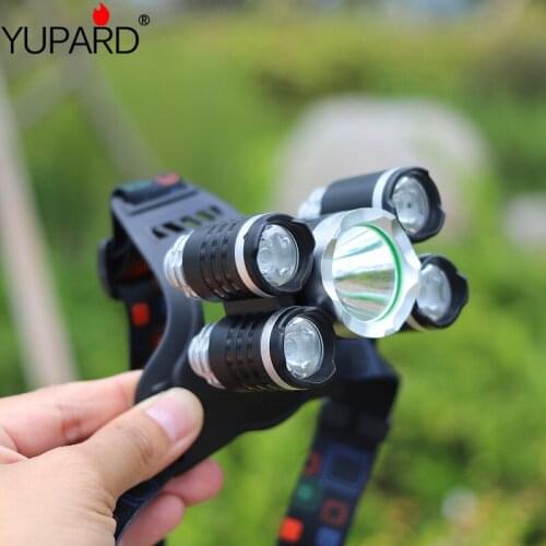 Most Powerful Headlight 5 LED headlamp T6 Head Lamp Power Flashlight Torch head light For Camping fishing 18650 battery