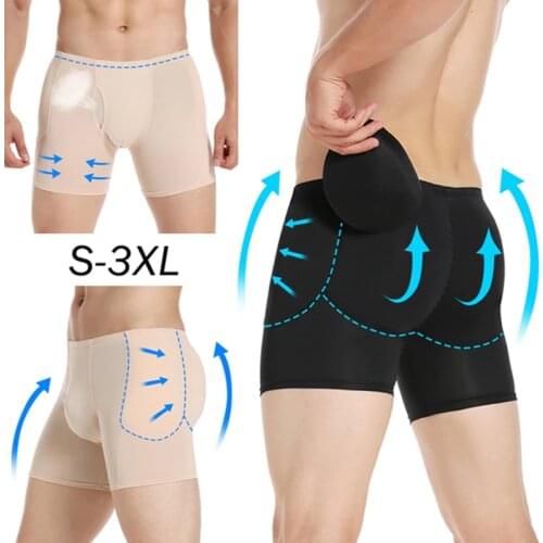 Men Shapers Padded Butt Lifter Control Panties Booster Hip Enhancer Bodyshort Pants for Men Slimming Underwear Tummy Shapewear