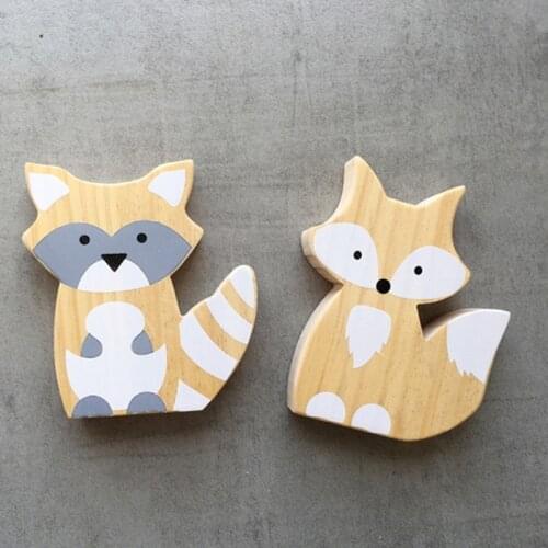 Cute Cartoon Wooden Animal Desktop Ornaments Wood Home Desk Miniature Craft Work Nordic Baby Room Decor Toys Kids Home