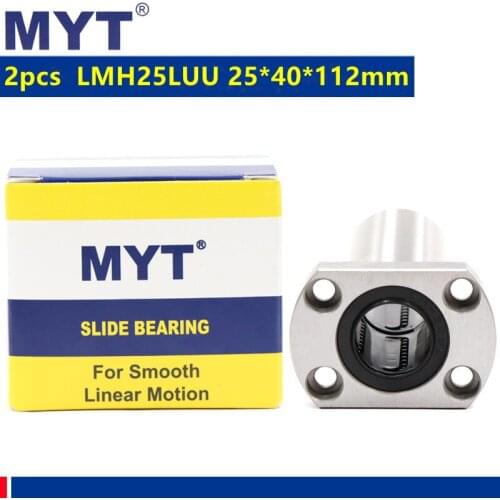 2pcs MYT high precision LMH25LUU long type oval flange linear ball bearing for 25mm CNC Router 3d printer parts 25*40*112 mm