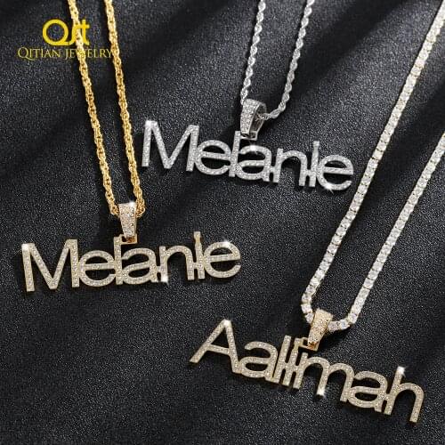 Personalized Custom Name Iced Out Necklace Letters Zirconia Necklace Hippop Tennis Chain Stainless Steel Jewelry For Men Women