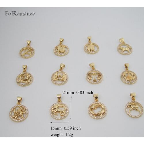YELLOW GOLD PLATED GP 45CM BOX CHAIN NECKLACE & CONSTELLATIONS Scorpio Virgo Leo Aquarius Pisces Taurus Libra Gemini PENDANT
