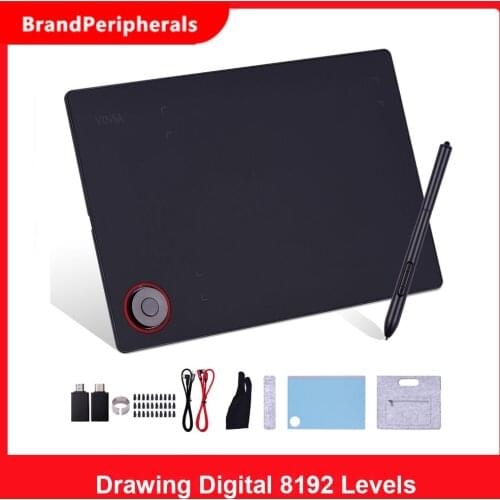 Professional Graphics Drawing Tablet Writing Board Controller Knob 8192 Levels Battery-Free Stylus Support PC/Laptop Connection