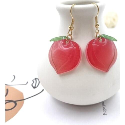 Brand new fashion new earrings acrylic peach earrings romantic cute personality ladies earrings wholesale