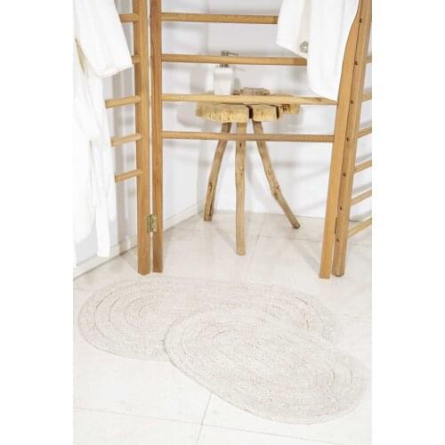 Shalla Edna Bath Mat 2'li Ecru 40x60 + 50x80 Cotton Classic