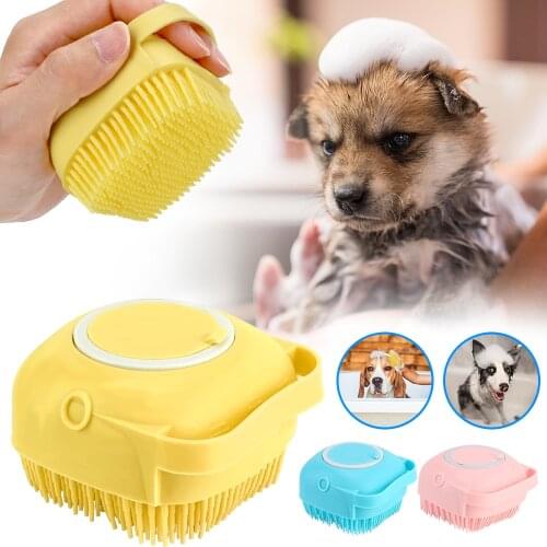 Puppy Massager With Shampoo Dispenser Pet Dog Bath Brush Cat Grooming Pet Supplies Silicone