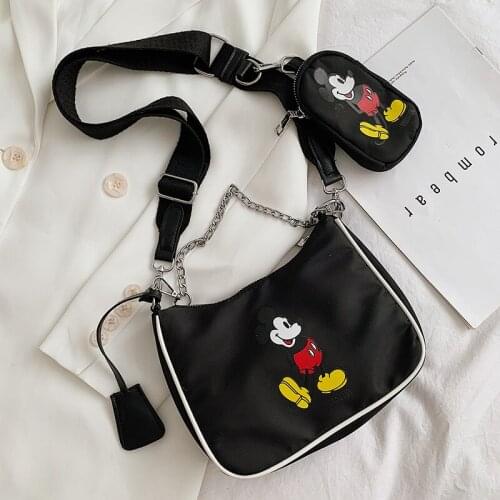 2pcs Disney girl canves messenger bag coin bag cartoon Mickey women shoulder bag new handbag shopping bag chest bag purse