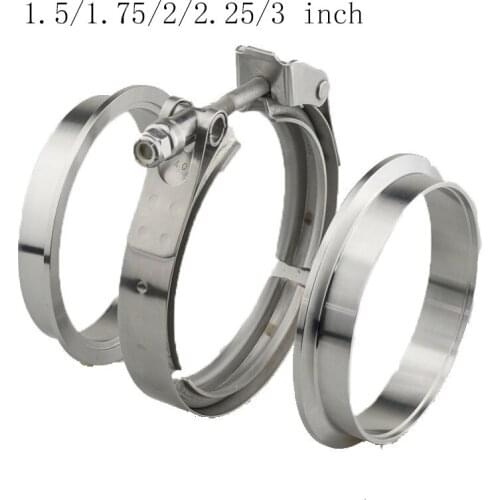 Stainless Steel V-Band Clamp 1.5/1.75/2/2.25/3 inch Male/Female Flange Kit V-band Turbo Exhaust Pipes Car Accessories