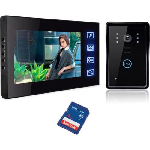 Intercom 7 Inch Color Monitor Record Screen Video Door Phone With 4G SD Storage Night Vision Camera