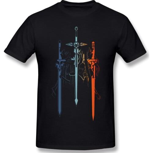 High Quality O-Neck 100 Cotton Kirito And Asuna Form Sword Art Online T-shirt Sword Art Online sleeve short