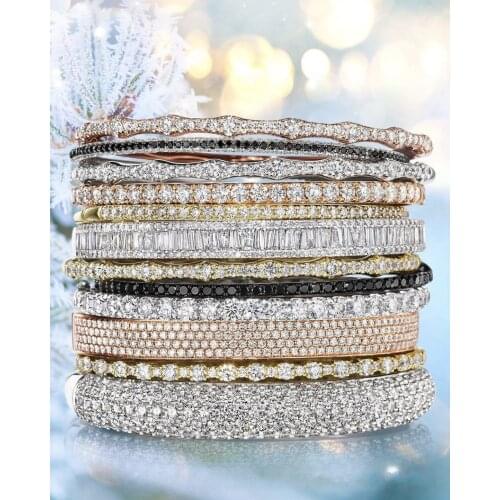 17 styles Bangle channel Pave Simulated Diamond Engagement Bracelets for Women Luxury 18K White Gold filled wedding Jewelry