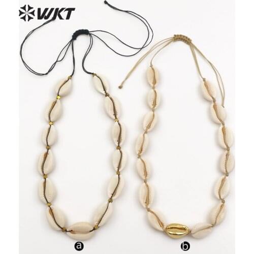 WT-JN036 Wild Coast Jewelry Necklace Natural Raw Cowrie In High Quality Necklace 14 Inch Long Can Adjustable