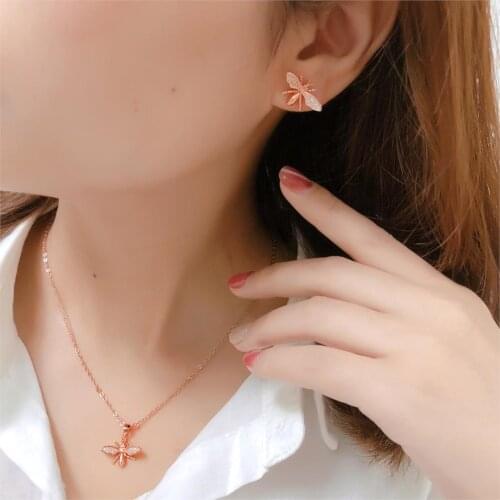 ZHOUYANG Jewelry Sets For Women Lovely Little Bees Austrian Crystals Rose Gold Color Earrings Necklace Gift Fashion Jewelry S510