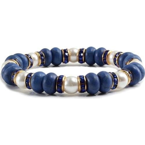 10Styles New Noble Natural Stone Strand Bracelets Girl Gift Shiny Pearl Rhinestones Decoration Charm Beads Bangles Homme Jewelry