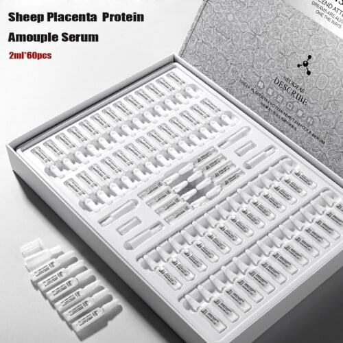 2ml*60PCS Premium Sheep Placenta Amouple Essence Face Serum Skin Care Booster Antioxidant Anti Aging Reduce Saging Wrinkle