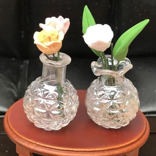 2 Pcs/set 1:12 Scale Dollhouse Flowerpot Vase DIY Furniture Toys Dollhouse Miniature Accessories