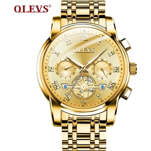 2021 Mens Hollow Out Quartz Wristwatches OLEVS 2859 Top Brand Luxury Business Fashion Chronograph Sport Waterproof Steel Clock