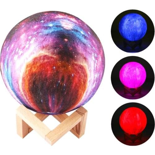 3D Printing 16 Colors Moon Lamp With Remote Control Starry Galaxy Light Built In Rechargeable Battery Night Lamp Christmas Gif
