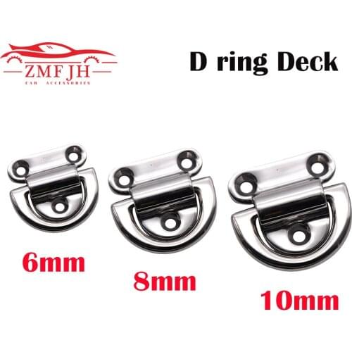6/8/10mm Stainless Steel 316 D Ring Deck Folding Pad Eye Lashing Tie Down Cleat for Marine Yacht Boat D Ring Deck Staple Cleat
