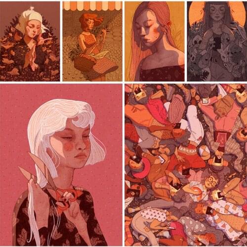 Diamond Painting 5D DIY Girl Illustration Rhinestone Embroidery Mosaic Handmade Home Decoration Painting Can Be Customized