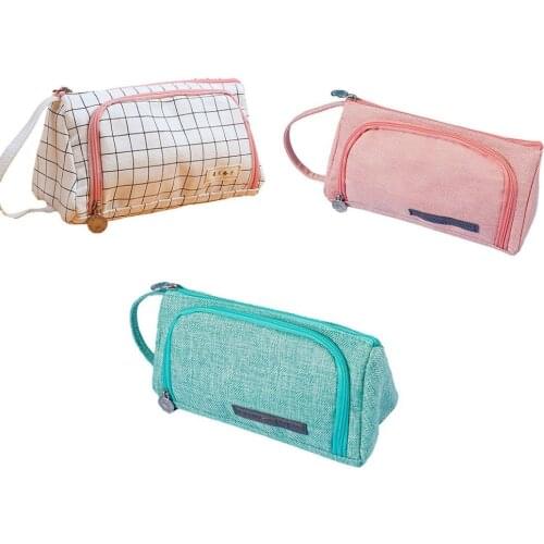 Large Capacity Pencil Case Pouch Stationery School Pencils Box Korean Version of Simple Canvas Material Waterproof