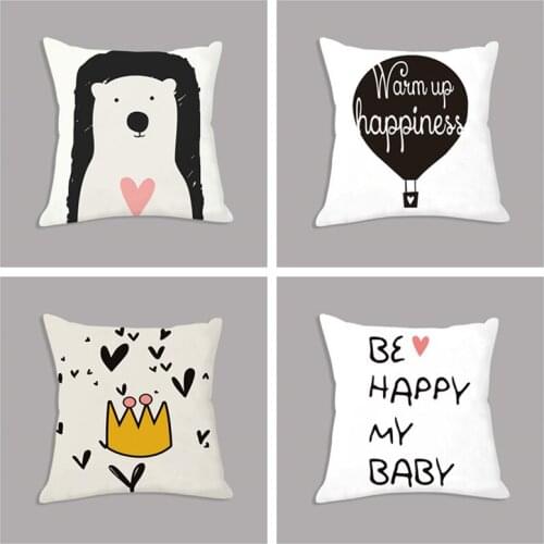 Nordic Decorative Cushion Cartoon Bear Balloon Minimalism Seat White Cushion Throw Pillow 45x45cm Sofa Kids Room Decoration