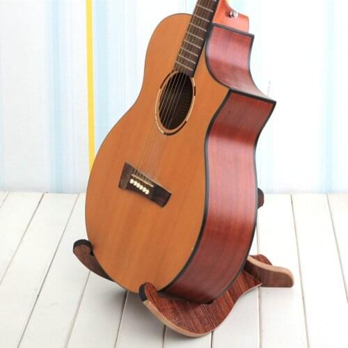 Longteam Wooden Guitar Stand - Handcrafted Solid Walnut Wood Floor Stands Best for Acoustic, Electric and Classical Guitars