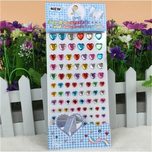 Childrens toy stickers Rhinestones Self Adhesive fullcolor Crystal Heart Diy Stickers Scrapbooking Screen decoration Sticker