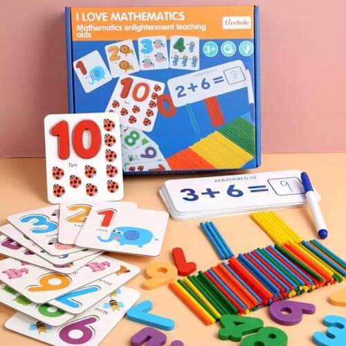 Childrens Math Wooden Stickers Arithmetic Toys Montessori Numbers Pairing Cognitive Kindergarten Toys Birthday Gift Boys Girls