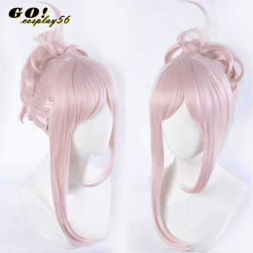Fate Grand Order FGO Miyamoto Musashi Wig Long Curly Pink Hair Curly Ponytail Cosplay Halloween Role Play