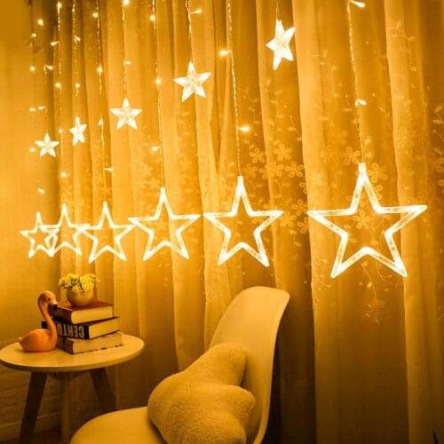 Festoon LED Light String Fairy Light Chain Holiday Lighting EU 2.5M Star Garland On The Window Christmas Wedding Decoration