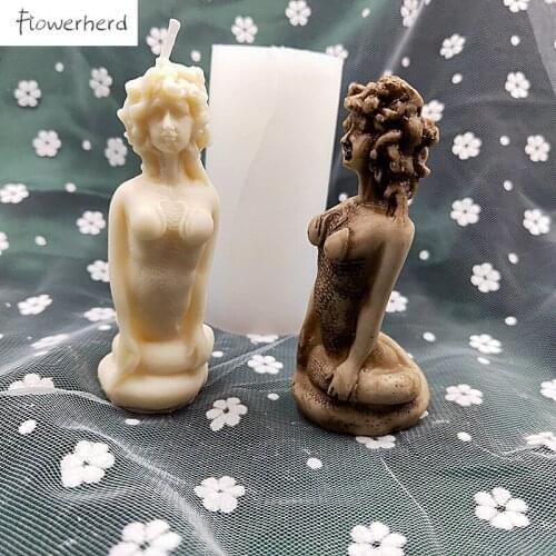 Greek Mythology Figure Medusa Candle Silicone Mold Plaster Scented Mould Aromatherapy DIY Candle Molds for Candle Making