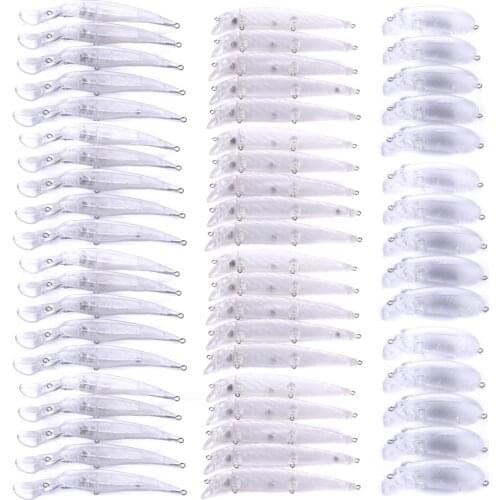 100pcs Minnow 9.8g/15g/27.9g Artificial Unpainted Embryo Body Fishing Lures