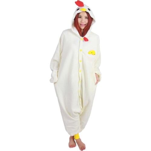 White Cock Onesies Kigu Adults Men Women Halloween Christmas Carnival Party Fleece Unisex Cosplay Kigurumi Costumes Jumpsuit