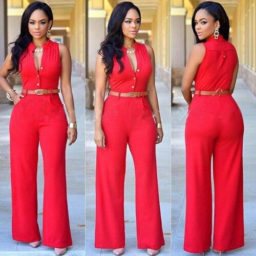 Women v-neck wide leg pants rompers women jumpsuit sexy jumpsuits for women 2018 womens jumpsuits plus size