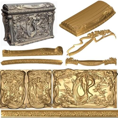 Box with naked girls 3d model STL relief for cnc STL format 3d model for cnc stl relief artcam vectric aspire