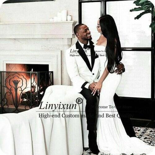 White Black Men Suits Custom Made Wedding Suits For Man Bridegroom Groomsmen Slim Fit Formal Groom Wear Prom Tuxedos Blazer