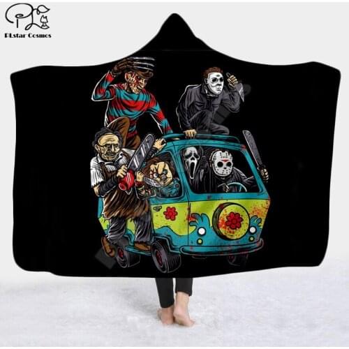 Halloween horror movie Scream Team Blanket Hooded Blanket 3D full print Wearable Blanket Adults men women Blanket style-2
