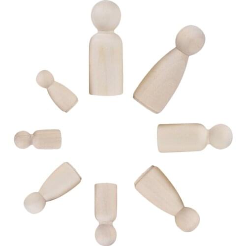 8 Pieces Wooden People Peg Doll DIY Crafts Little Child Man Lady Couple