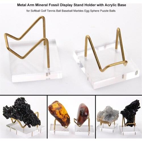 Metal Arm Mineral Display Stand Holder With Acrylic Base For Softball Golf Tennis Ball Baseball Egg Puzzle Balls